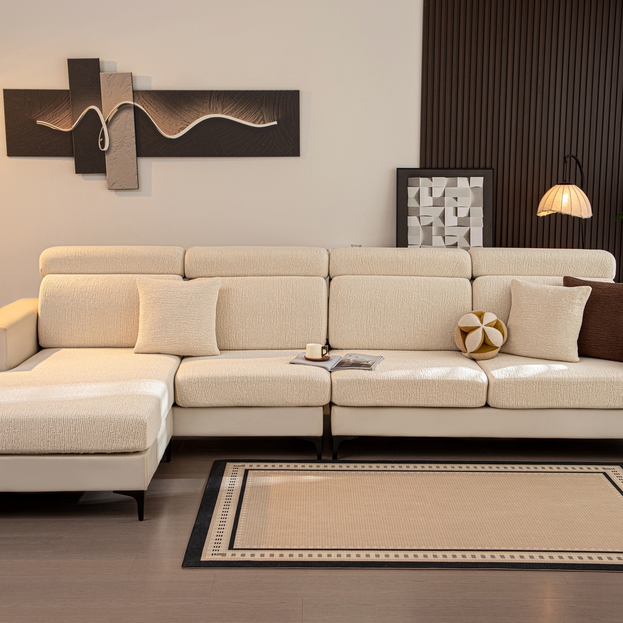 91家纺网 家纺一手货源 找家纺 沐沐家纺 2026新款酥阳沙发笠 米白