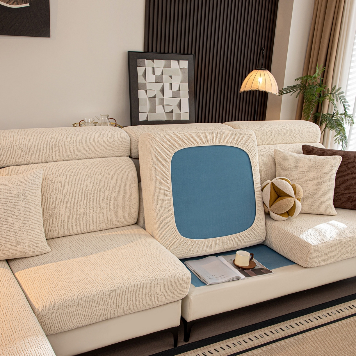 91家纺网 家纺一手货源 找家纺 沐沐家纺 2026新款酥阳沙发笠 米白