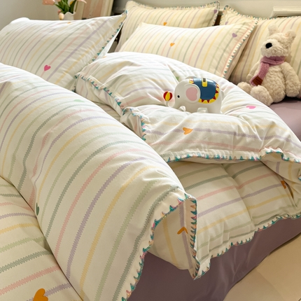 91家纺网 家纺一手货源 找家纺 禧澜庭 2025新款秋冬全棉纯棉磨毛贝壳边三角针三四件套 紫律