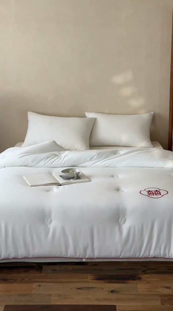 91家纺网 家纺一手货源 找家纺 【喜结连理】傲蕾睡梦森林天丝棉绣花蚕丝羊绒冬被婚庆被子喜被结婚春秋被被芯