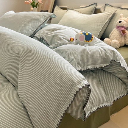 91家纺网 家纺一手货源 找家纺 （总）禧澜庭 2025新款秋冬全棉纯棉磨毛贝壳边三角针三四件套