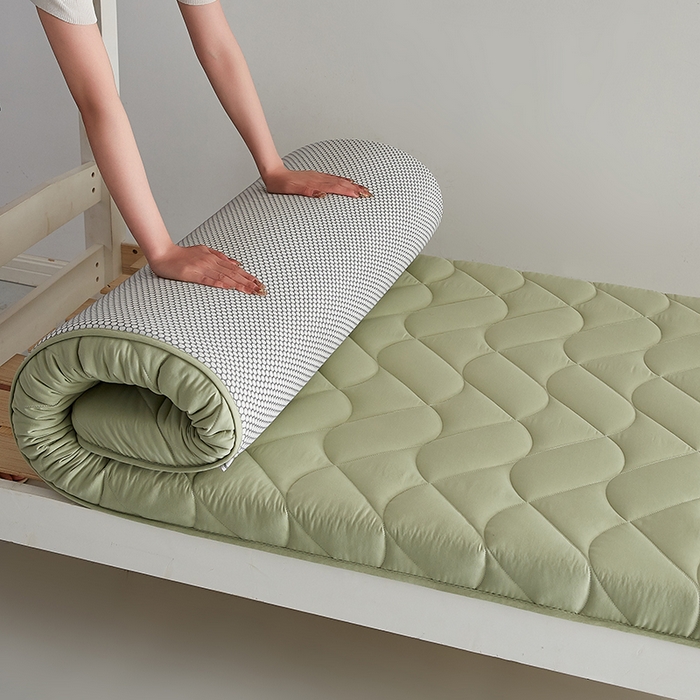 91家纺网 家纺一手货源 找家纺 红淳家纺 2025新款A类磨毛床垫学生宿舍床褥家用床垫子 洛可可-绿