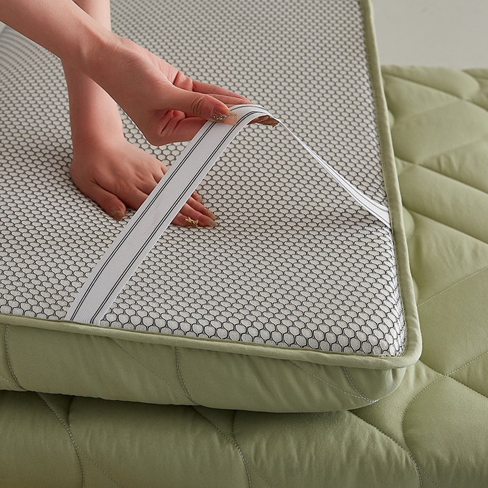 91家纺网 家纺一手货源 找家纺 红淳家纺 2025新款A类磨毛床垫学生宿舍床褥家用床垫子 洛可可-绿