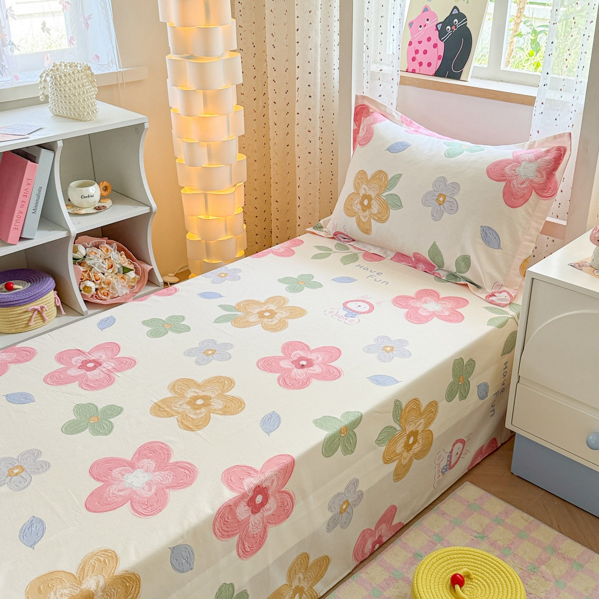 91家纺网 家纺一手货源 找家纺 （总）小叮当家纺仓储工厂店 2025新款舒适亲肤全棉纯棉斜纹印花学生三件套