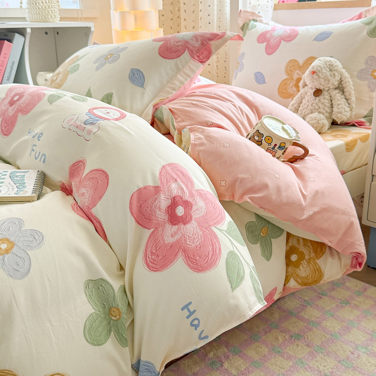 91家纺网 家纺一手货源 找家纺 （总）小叮当家纺仓储工厂店 2025新款舒适亲肤全棉纯棉斜纹印花学生三件套