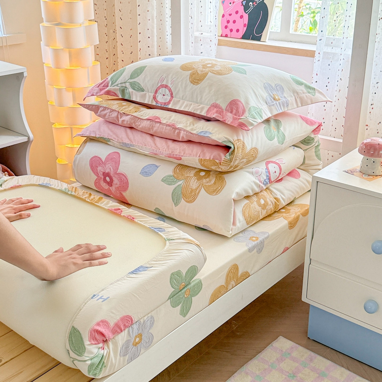 91家纺网 家纺一手货源 找家纺 （总）小叮当家纺仓储工厂店 2025新款舒适亲肤全棉纯棉斜纹印花学生三件套