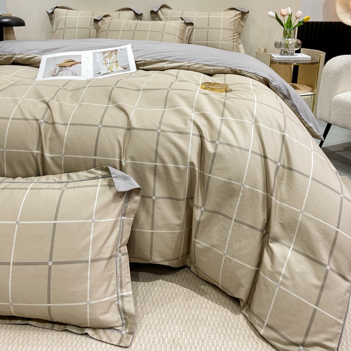 91家纺网 家纺一手货源 找家纺 红淳家纺 2025新款13376全棉活性印花四件套 暖居-驼