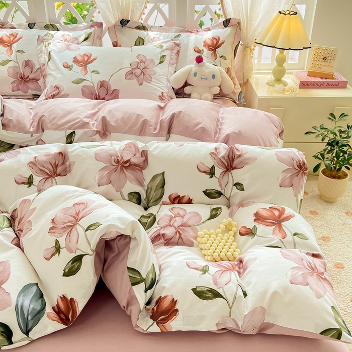 91家纺网 家纺一手货源 找家纺 红淳家纺 2025新款13376全棉活性印花四件套 初梦