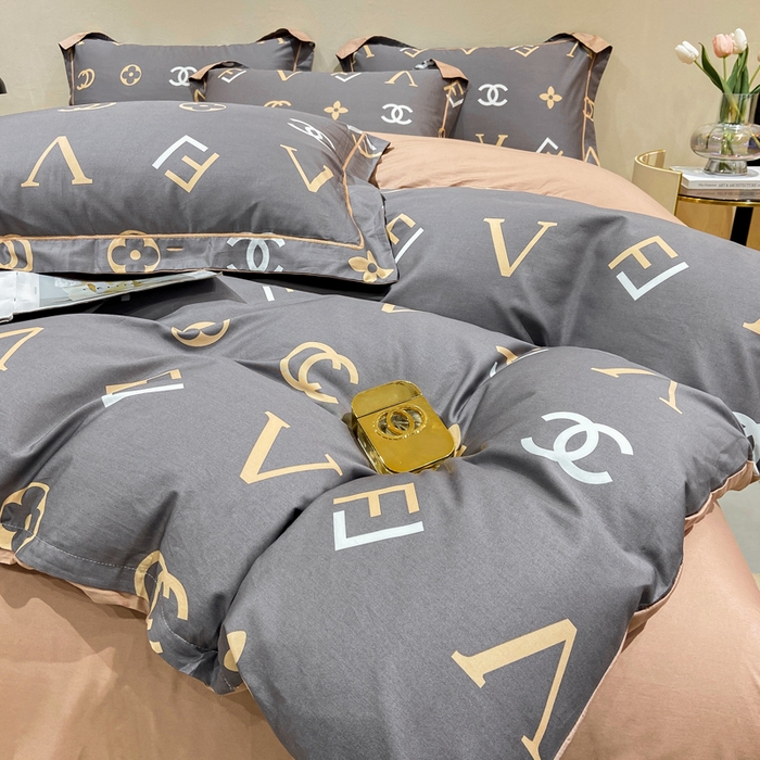 91家纺网 家纺一手货源 找家纺 红淳家纺 2025新款13376全棉活性印花四件套 风尚-灰