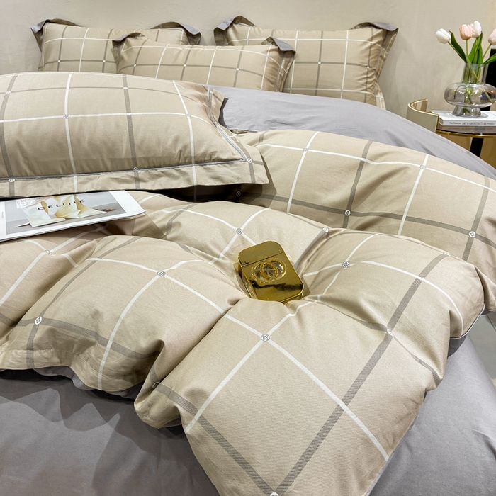 91家纺网 家纺一手货源 找家纺 红淳家纺 2025新款13376全棉活性印花四件套 暖居-驼