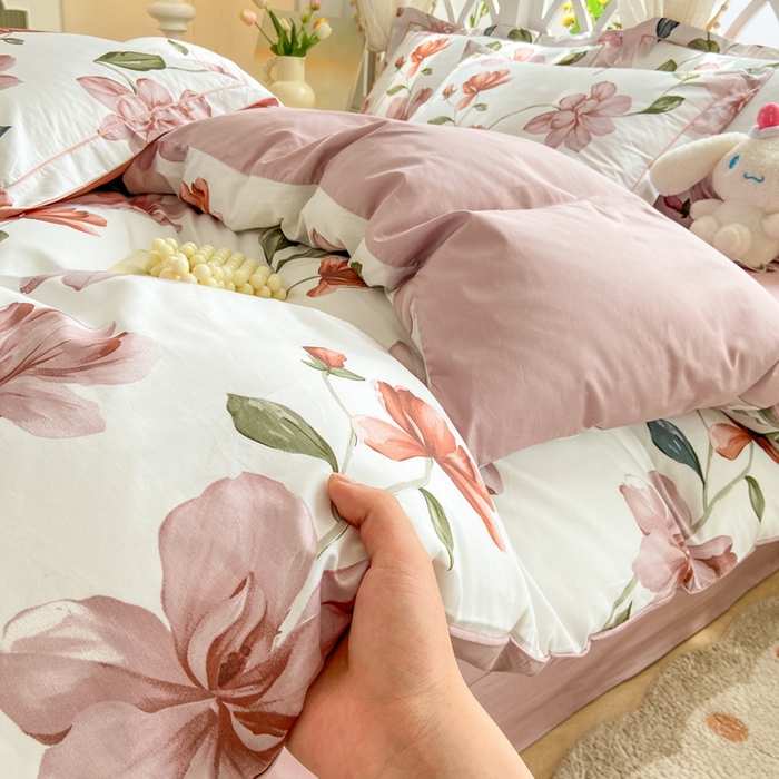 91家纺网 家纺一手货源 找家纺 红淳家纺 2025新款13376全棉活性印花四件套 初梦