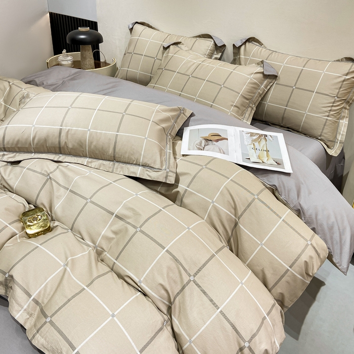 91家纺网 家纺一手货源 找家纺 红淳家纺 2025新款13376全棉活性印花四件套 暖居-驼