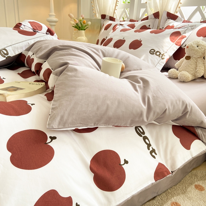 91家纺网 家纺一手货源 找家纺 红淳家纺 2025新款13376全棉活性印花四件套 红苹果