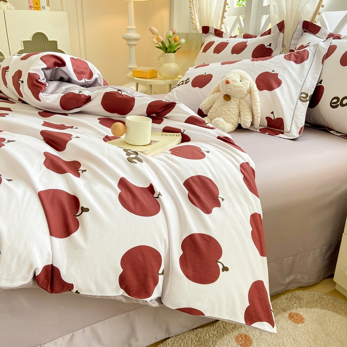 91家纺网 家纺一手货源 找家纺 红淳家纺 2025新款13376全棉活性印花四件套 红苹果