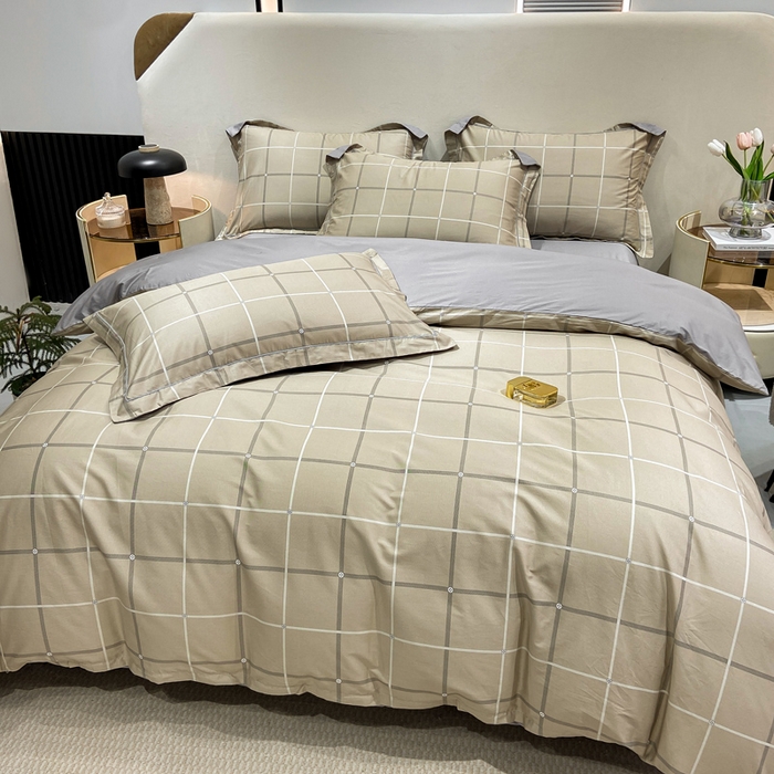 91家纺网 家纺一手货源 找家纺 红淳家纺 2025新款13376全棉活性印花四件套 暖居-驼