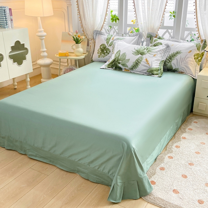 91家纺网 家纺一手货源 找家纺 红淳家纺 2025新款13376全棉活性印花四件套 绿野浮渊