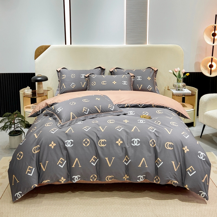 91家纺网 家纺一手货源 找家纺 红淳家纺 2025新款13376全棉活性印花四件套 风尚-灰