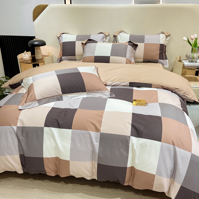 91家纺网 家纺一手货源 找家纺 红淳家纺 2025新款13376全棉活性印花四件套 玛丽格-桔