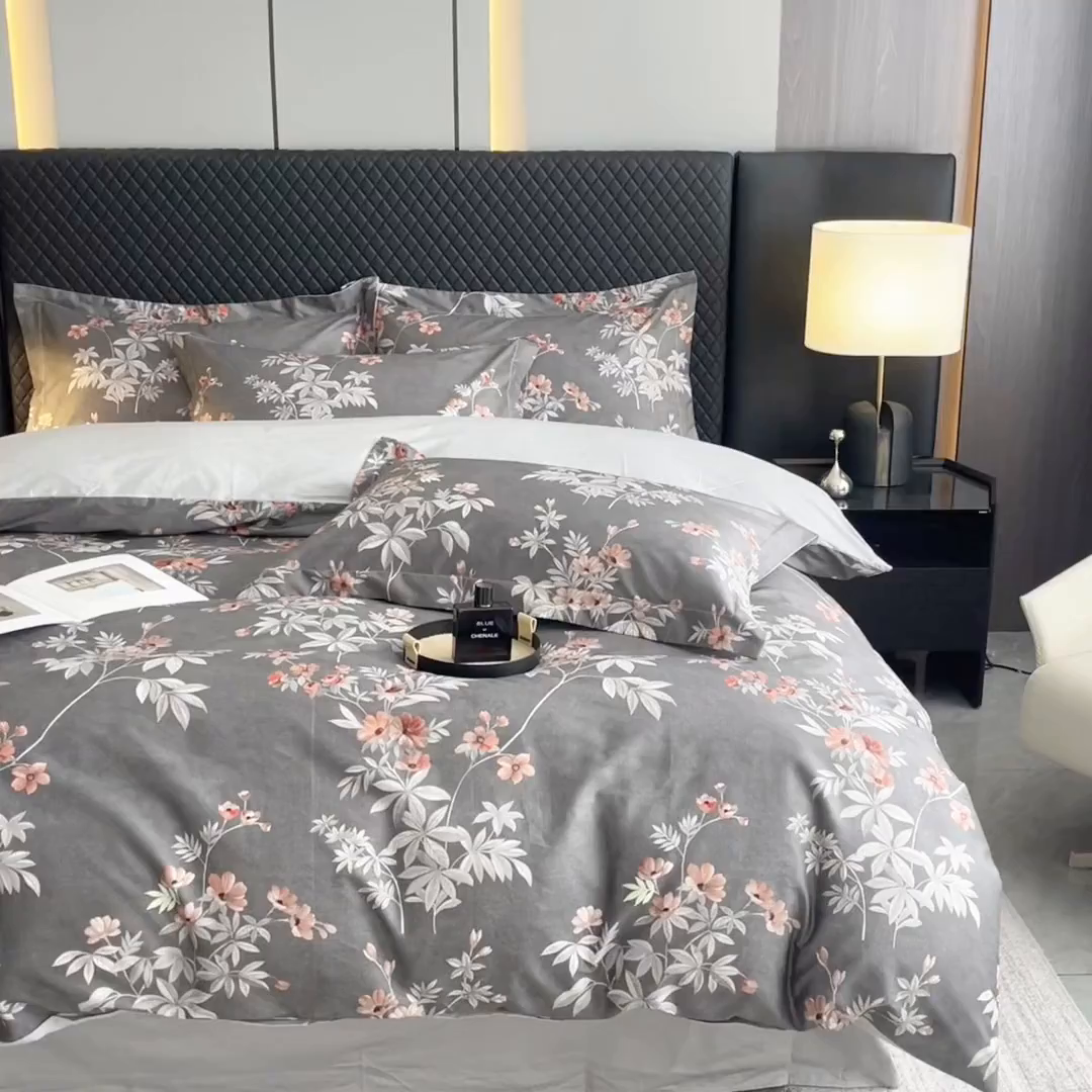 91家纺网 家纺一手货源 找家纺 红淳家纺 2025新款13376全棉活性印花四件套 孤星挽月