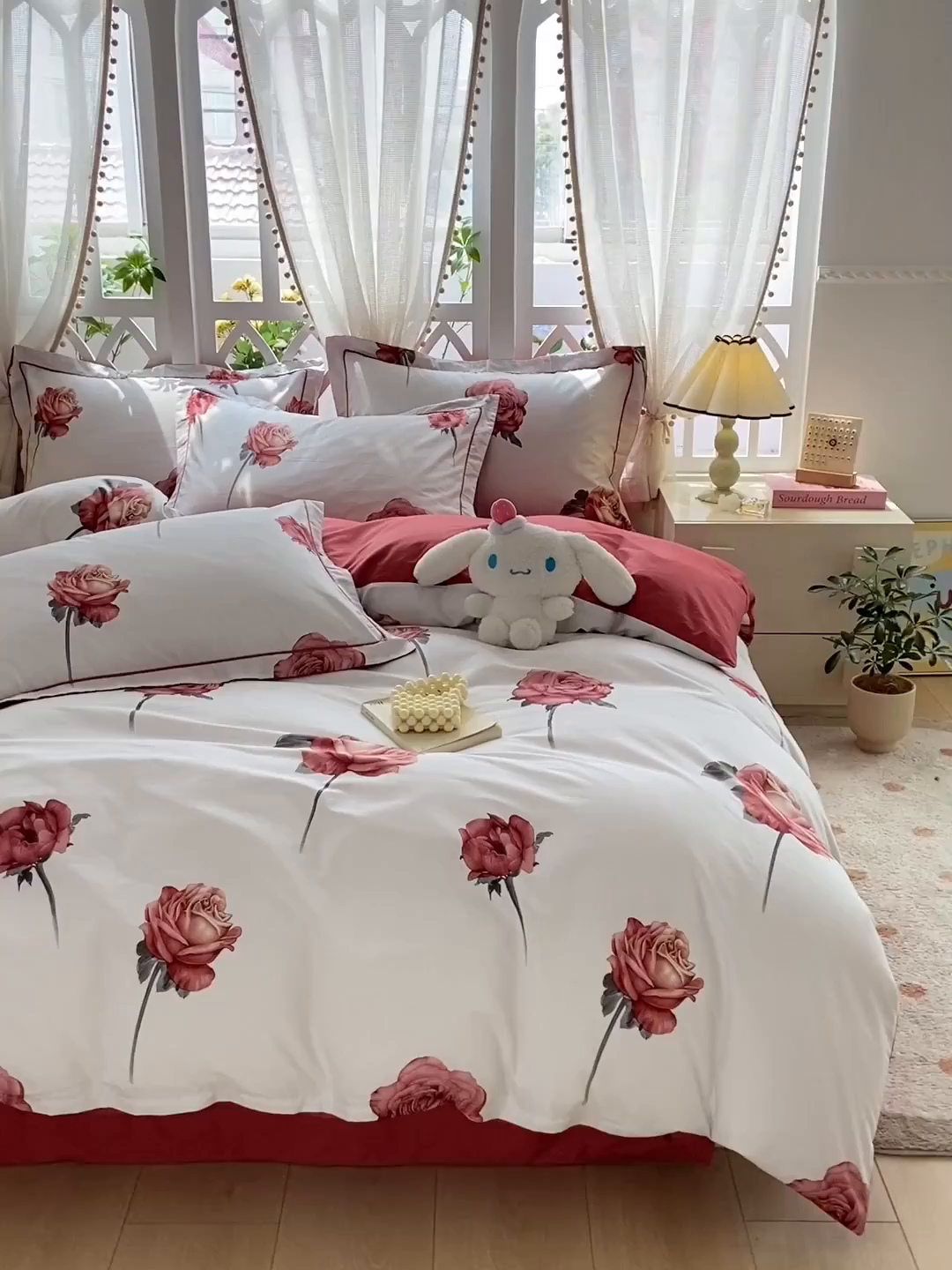 91家纺网 家纺一手货源 找家纺 红淳家纺 2025新款13376全棉活性印花四件套 尤拉-粉