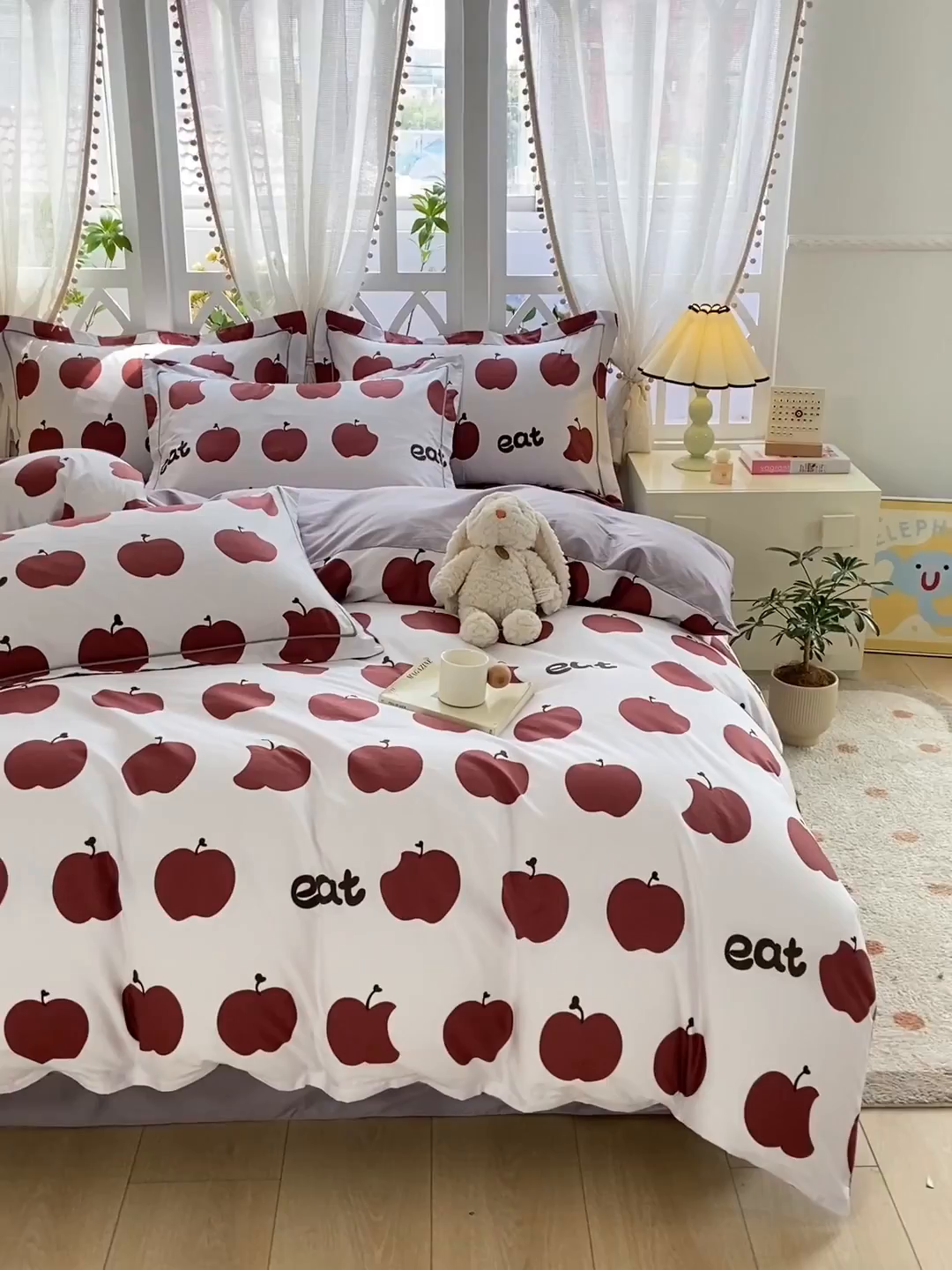 91家纺网 家纺一手货源 找家纺 红淳家纺 2025新款13376全棉活性印花四件套 红苹果