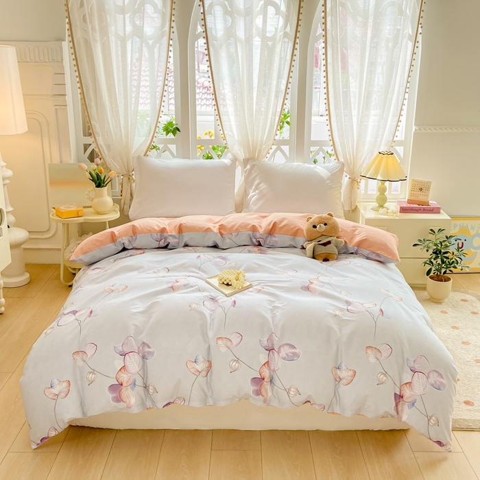 91家纺网 家纺一手货源 找家纺 红淳家纺 2025新款13376全棉活性印花四件套 彩叶