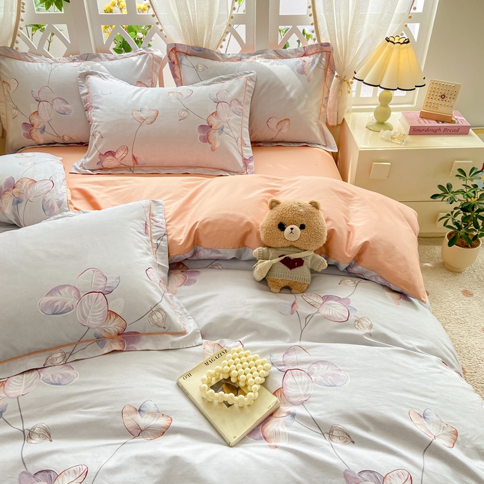 91家纺网 家纺一手货源 找家纺 红淳家纺 2025新款13376全棉活性印花四件套 彩叶