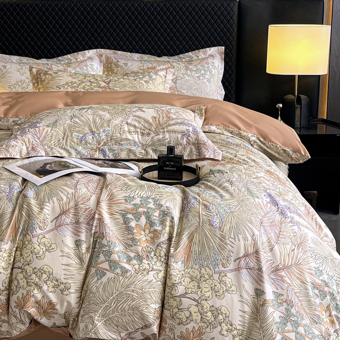 91家纺网 家纺一手货源 找家纺 红淳家纺 2025新款13376全棉活性印花四件套 风吹柳