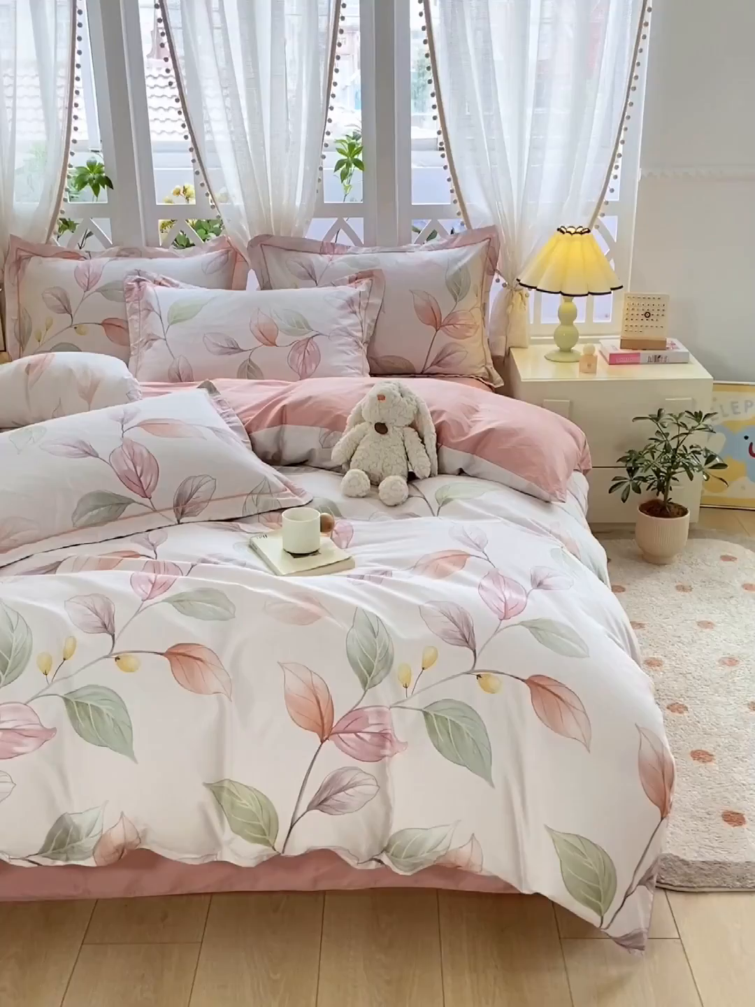 91家纺网 家纺一手货源 找家纺 红淳家纺 2025新款13376全棉活性印花四件套 一辰叶汐