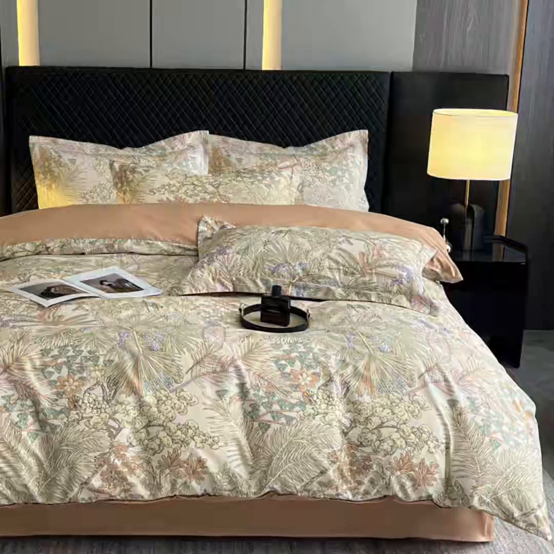 91家纺网 家纺一手货源 找家纺 红淳家纺 2025新款13376全棉活性印花四件套 风吹柳