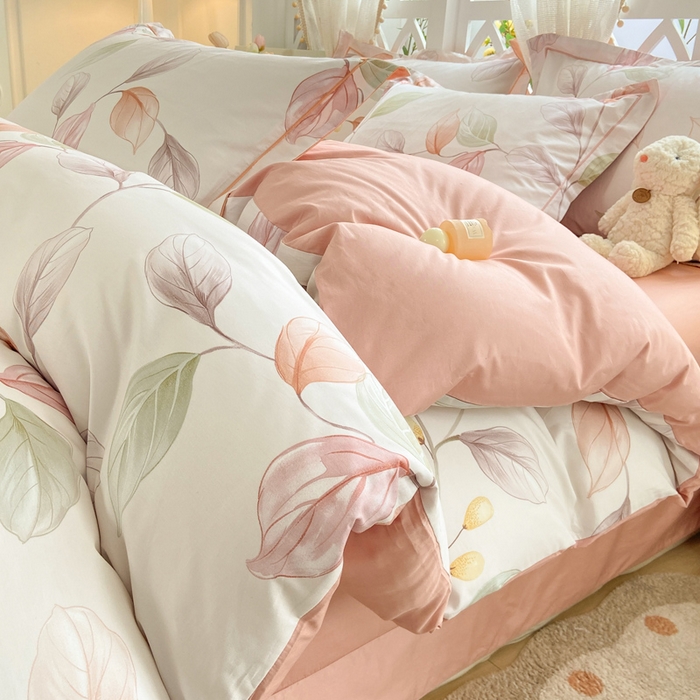 91家纺网 家纺一手货源 找家纺 红淳家纺 2025新款13376全棉活性印花单品被套 一辰叶汐