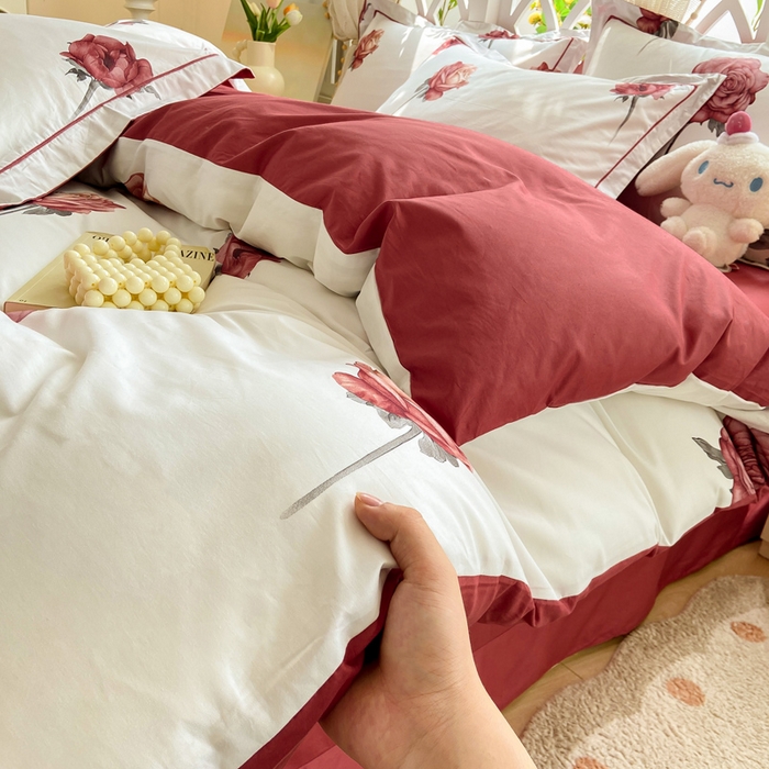 91家纺网 家纺一手货源 找家纺 红淳家纺 2025新款13376全棉活性印花单品被套 尤拉-粉