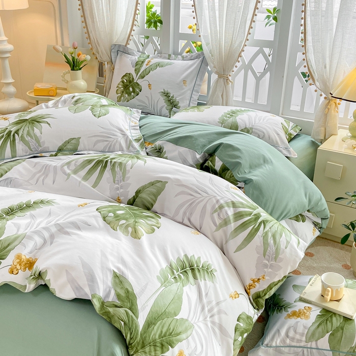 91家纺网 家纺一手货源 找家纺 红淳家纺 2025新款13376全棉活性印花单品被套 绿野浮渊