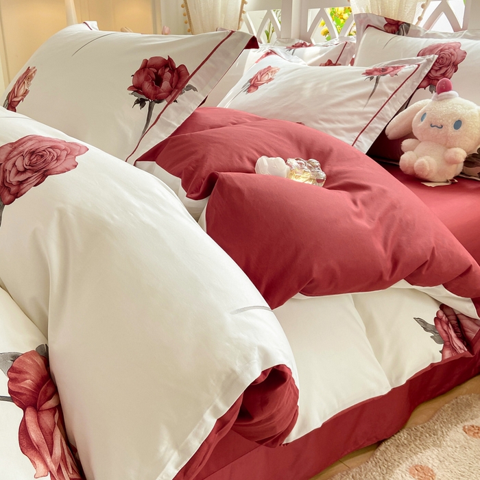 91家纺网 家纺一手货源 找家纺 红淳家纺 2025新款13376全棉活性印花单品被套 尤拉-粉