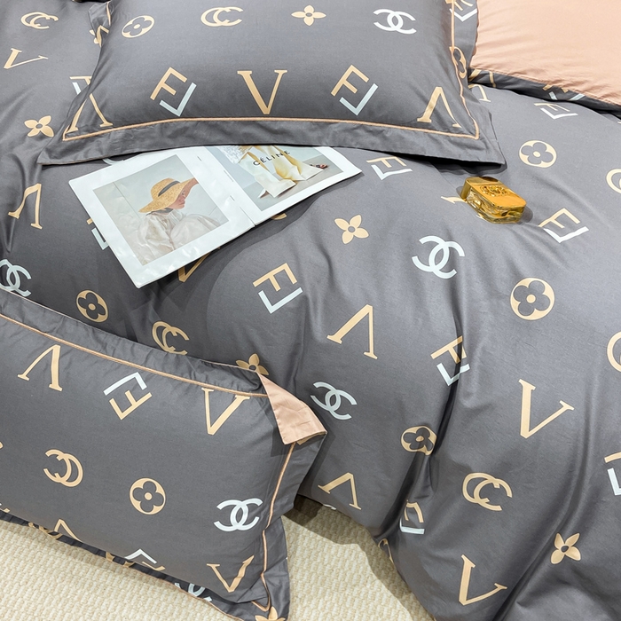 91家纺网 家纺一手货源 找家纺 红淳家纺 2025新款13376全棉活性印花单品被套 风尚-灰