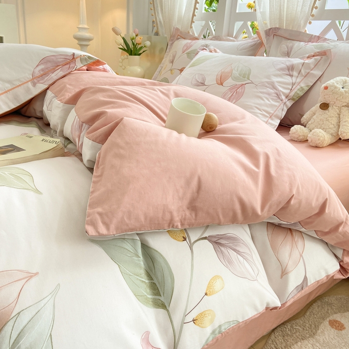 91家纺网 家纺一手货源 找家纺 红淳家纺 2025新款13376全棉活性印花单品被套 一辰叶汐