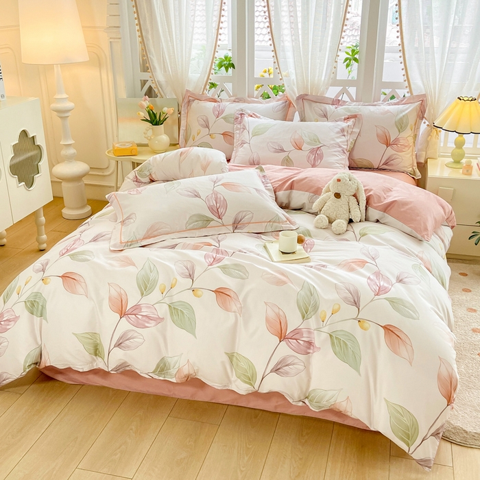 91家纺网 家纺一手货源 找家纺 红淳家纺 2025新款13376全棉活性印花单品被套 一辰叶汐