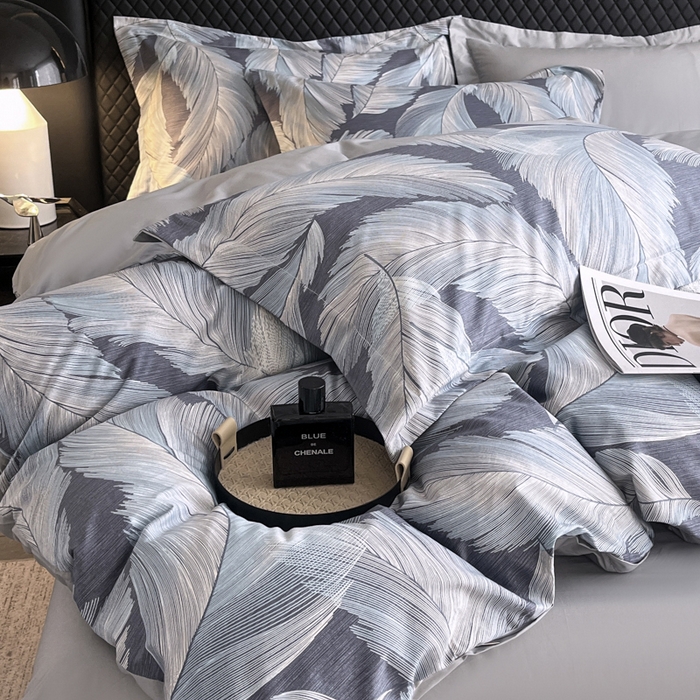 91家纺网 家纺一手货源 找家纺 红淳家纺 2025新款13376全棉活性印花单品被套 羽蓝