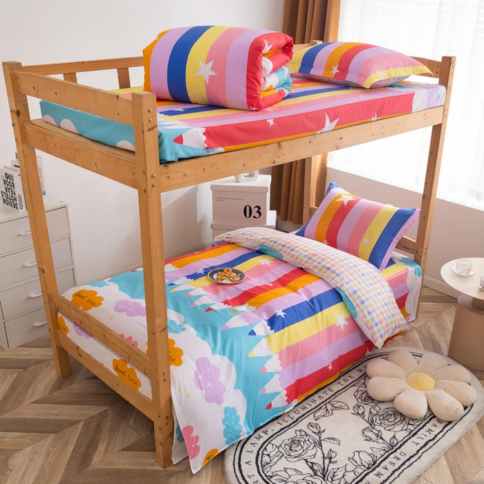 91家纺网 家纺一手货源 找家纺 （总）小叮当家纺仓储工厂店 2025新款舒适亲肤全棉纯棉斜纹印花学生三件套