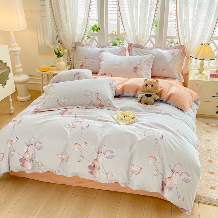 91家纺网 家纺一手货源 找家纺 红淳家纺 2025新款13376全棉活性印花单品被套 彩叶