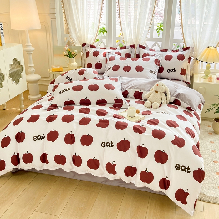 91家纺网 家纺一手货源 找家纺 红淳家纺 2025新款13376全棉活性印花单品被套 红苹果