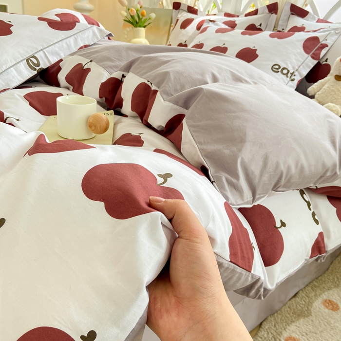 91家纺网 家纺一手货源 找家纺 红淳家纺 2025新款13376全棉活性印花单品被套 红苹果