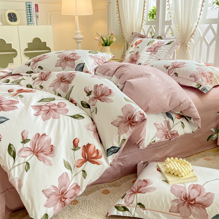 91家纺网 家纺一手货源 找家纺 红淳家纺 2025新款13376全棉活性印花单品被套 初梦