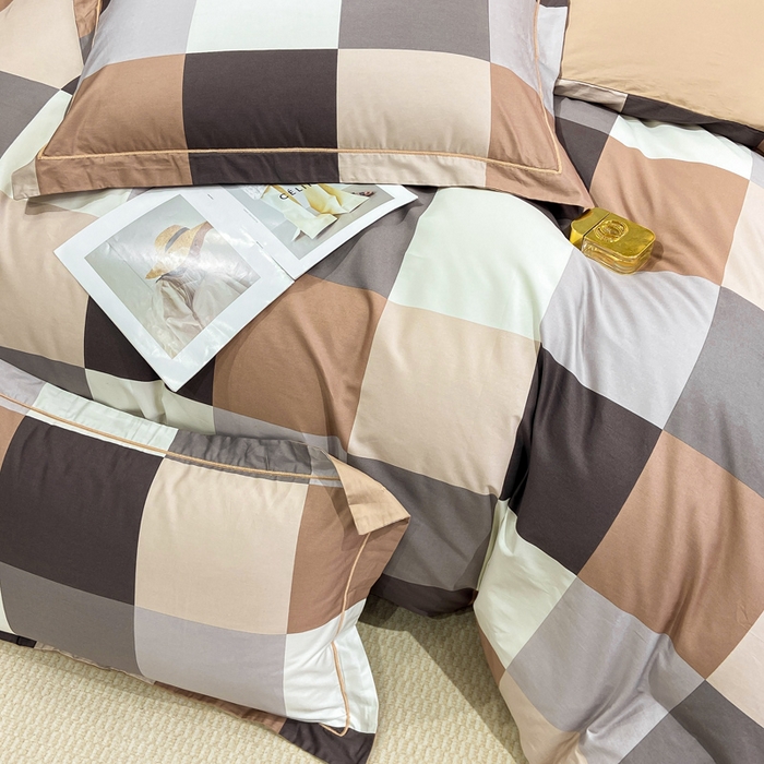 91家纺网 家纺一手货源 找家纺 红淳家纺 2025新款13376全棉活性印花单品被套 玛丽格-桔