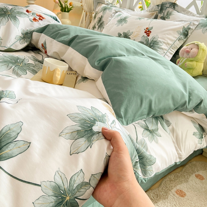 91家纺网 家纺一手货源 找家纺 红淳家纺 2025新款13376全棉活性印花单品被套 清风花影