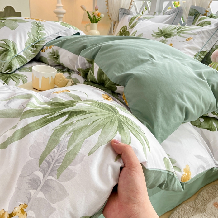 91家纺网 家纺一手货源 找家纺 红淳家纺 2025新款13376全棉活性印花单品床单 绿野浮渊