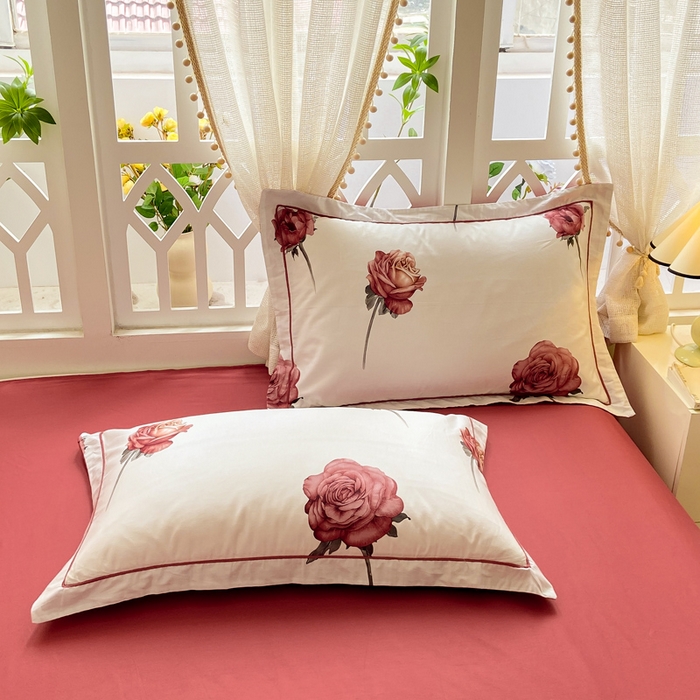 91家纺网 家纺一手货源 找家纺 红淳家纺 2025新款13376全棉活性印花单品床单 尤拉-粉