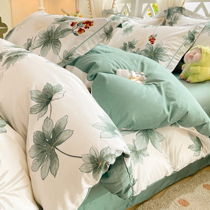 91家纺网 家纺一手货源 找家纺 红淳家纺 2025新款13376全棉活性印花单品床单 清风花影