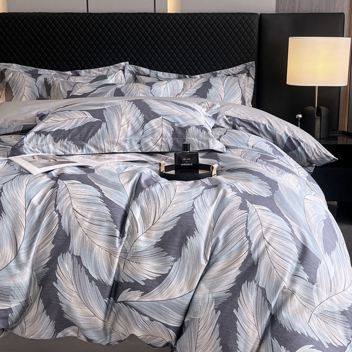 91家纺网 家纺一手货源 找家纺 红淳家纺 2025新款13376全棉活性印花单品床单 羽蓝