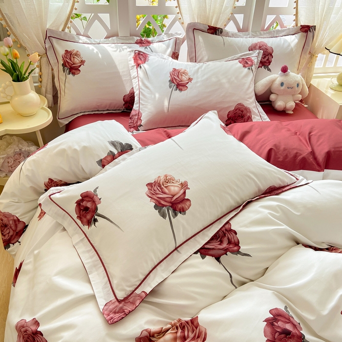 91家纺网 家纺一手货源 找家纺 红淳家纺 2025新款13376全棉活性印花单品床单 尤拉-粉